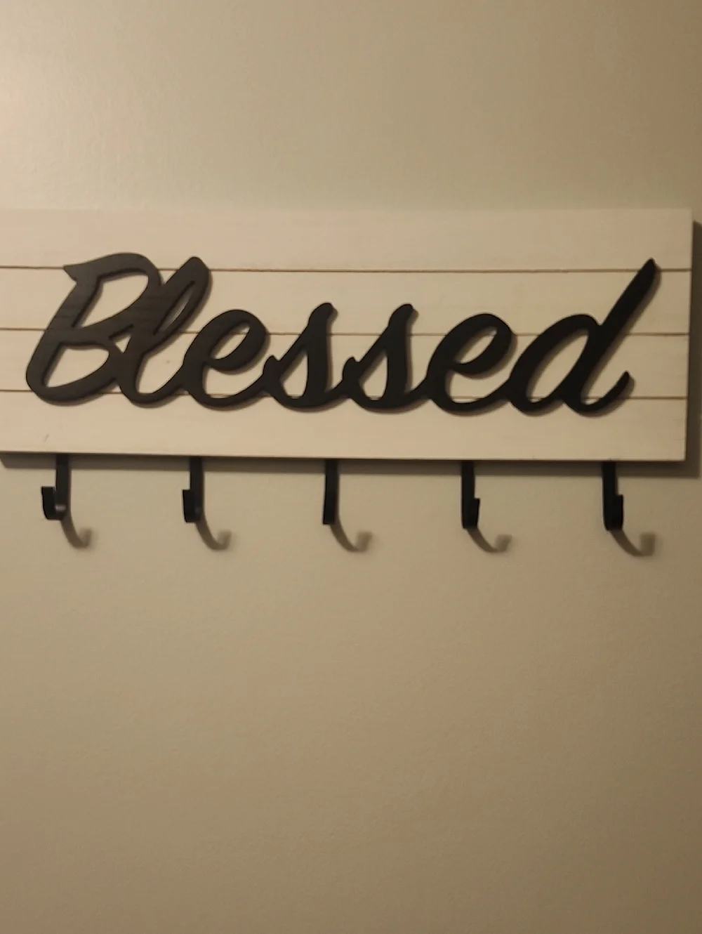 Blessed Wall Hook Rack - Black on White